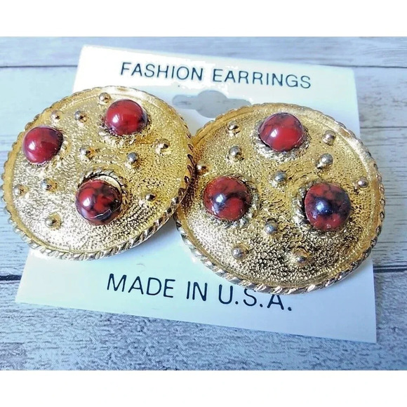 NWT Vibrant XL Vintage Circle 1980s Earrings - Picture 1 of 5